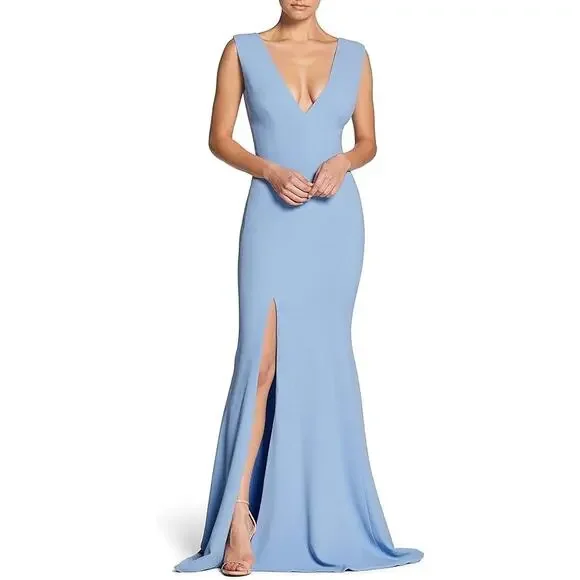 Dress the Population | Dresses | Dress The Population Sandra Mermaid Gown  Sky Blue Slide Slit New Plus Size Xxl | Poshmark